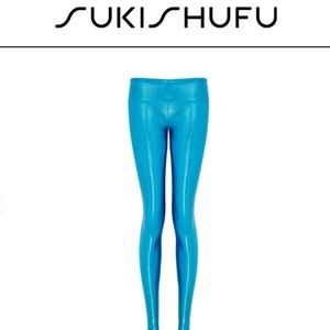 Turquoise SukiShufu leatherback leggings